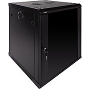 CABINET 19  SPACER 12U, fixare pe perete, Flatpack (dezasamblat),  Black, 582 (h) x 515 (w) x 400 (d) mm, usa sticla cu blocare, otel 1.5mm, sarcina maxima 100Kg,  SPCW-12U-BK 