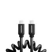 Cablu Twister USB-C la USB-C, 0.6m, USB 2.0, 3A, 0.6m, Aluminiu, Negru