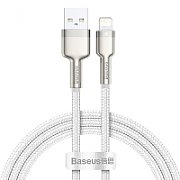 CABLU alimentare si date Baseus Cafule Metal, Fast Charging Data Cable pt. smartphone, USB la Lightning Iphone 2.4A, 1m, alb  CALJK-A02  (include TV 0.06 lei)