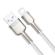 CABLU alimentare si date Baseus Cafule Metal, Fast Charging Data Cable pt. smartphone, USB la Lightning Iphone 2.4A, 1m, alb  CALJK-A02  (include TV 0.06 lei)