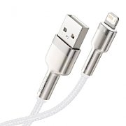 CABLU alimentare si date Baseus Cafule Metal, Fast Charging Data Cable pt. smartphone, USB la Lightning Iphone 2.4A, 1m, alb  CALJK-A02  (include TV 0.06 lei)
