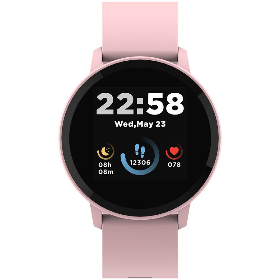 Smart watch, 1.3inches IPS full touch screen, Round watch, IP68 waterproof, multi-sport mode, BT5.0, compatibility with iOS and android, Pink, Host: 25.2*42.5*10.7mm, Strap: 20*250mm, 45g_1