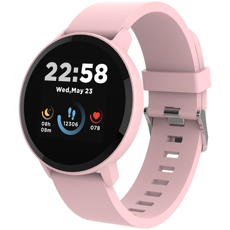 Smart watch, 1.3inches IPS full touch screen, Round watch, IP68 waterproof, multi-sport mode, BT5.0, compatibility with iOS and android, Pink, Host: 25.2*42.5*10.7mm, Strap: 20*250mm, 45g_3