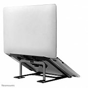 Neomounts by Newstar NSLS085BLACK foldable laptop stand for 10-17  laptops, tilt adjustable - Black  Specifications General Min. screen size*: 10 inch Max. screen size*: 17 inch Min. weight: 0 kg Max. weight: 5 kg Screens: 1 Desk mount: Stand  Functionality Type: Tilt Tilt (degrees): 36° Width: 22,3