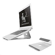 Neomounts by Newstar Raised Aluminium Laptop Stand  Specifications General Min. screen size*: 10 inch Max. screen size*: 17 inch Min. weight: 0 kg Max. weight: 5 kg Desk mount: Stand  Functionality Type: Fixed Tilt (degrees): 22° Width: 21 cm Depth: 24 cm Height: 6,8 cm Height adjustment: None