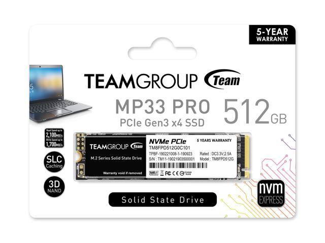 Team group TEAM GROUP MP33 Pro 512GB PCIe Gen3 x4 NVMe M.2 SSD 2100/1700 MB/s