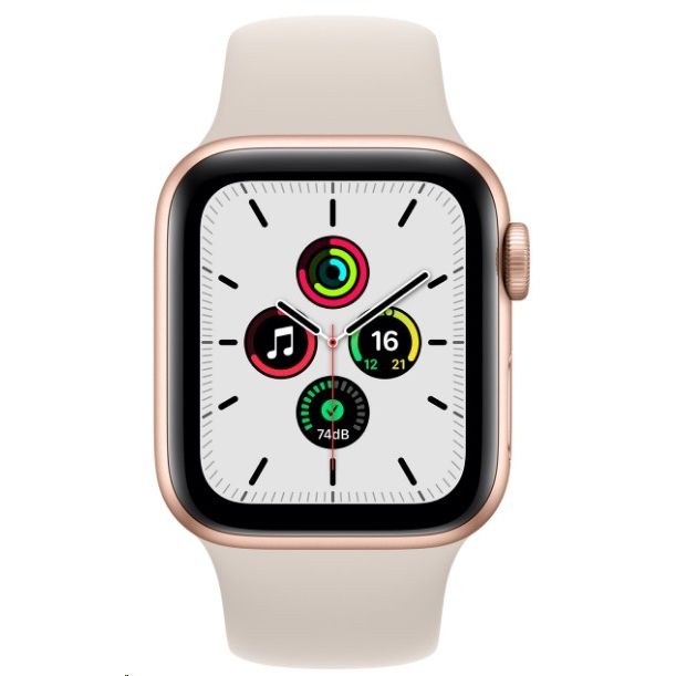 Ceas Smartwatch Apple Watch SE (v2) GPS, 44mm Gold Aluminium Case with Starlight Sport Band - Regular_2