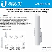 UBIQUITI AM-5G17-90 Ubiquiti AM-5G17 5GHz AirMax 2x2 MIMO Basestation Sector Antenna 17dBi, 90deg