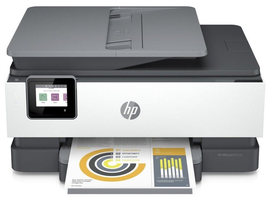 Imprimanta inkjet color HP 8022e, A4, duplex, USB 2.0, Wi-Fi, 29 ppm negru, 25 ppm color