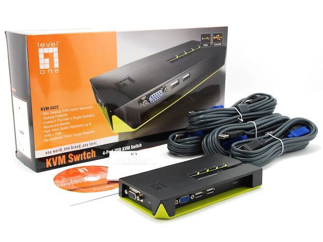 LevelOne KVM-Switch 4 PC VGA+USB Black Edition_2
