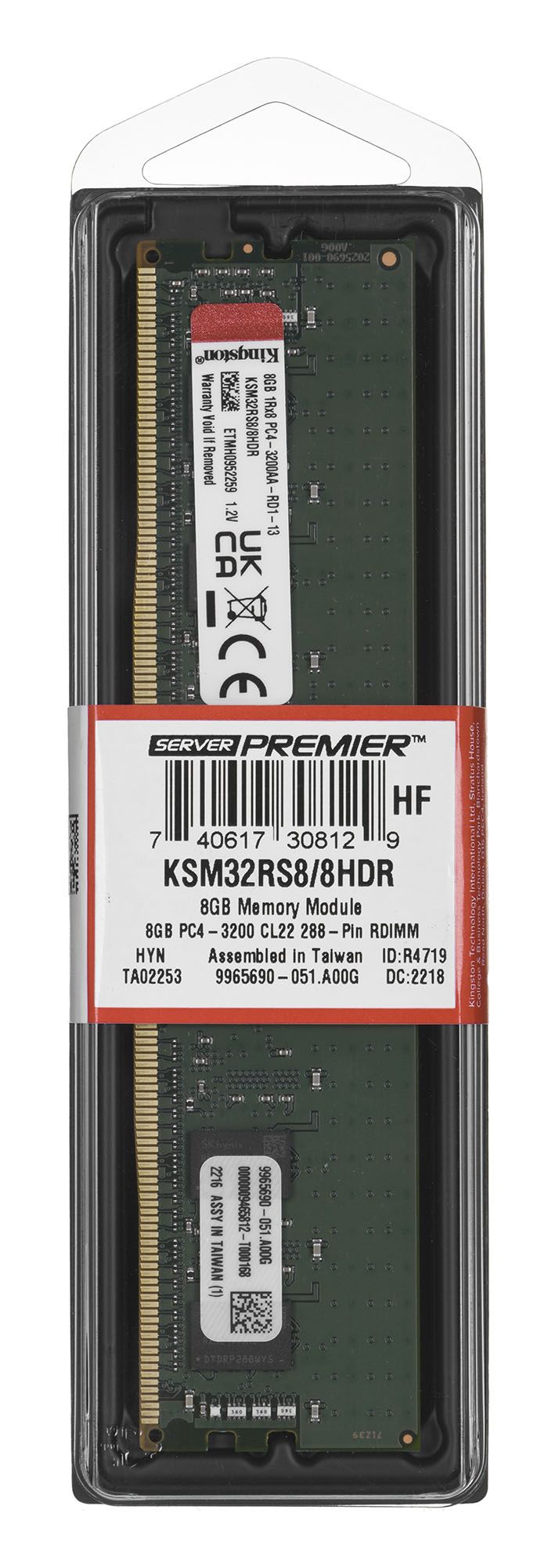 KINGSTON 8GB 3200MHz DDR4 ECC Reg CL22 DIMM 1Rx8 Hynix D Rambus