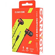 CANYON EP-3 Stereo earphones with microphone, Red, cable length 1.2m, 21.5*12mm, 0.011kg