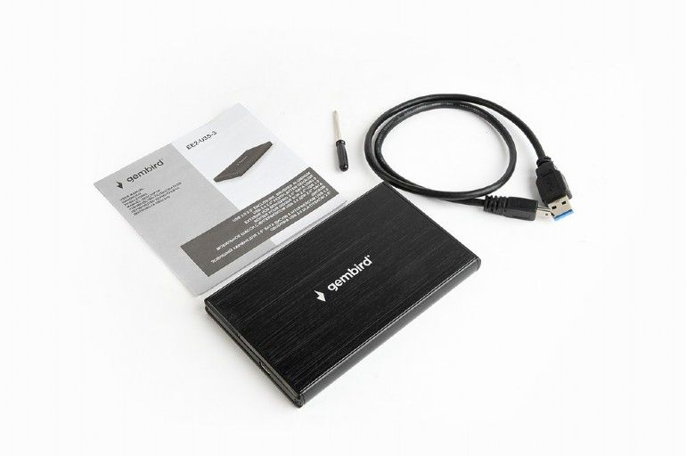 GEMBIRD EE2-U3S-3 HDD/SSD enclosure for 2.5inch SATA - USB 3.0 brushed aluminium Black_2