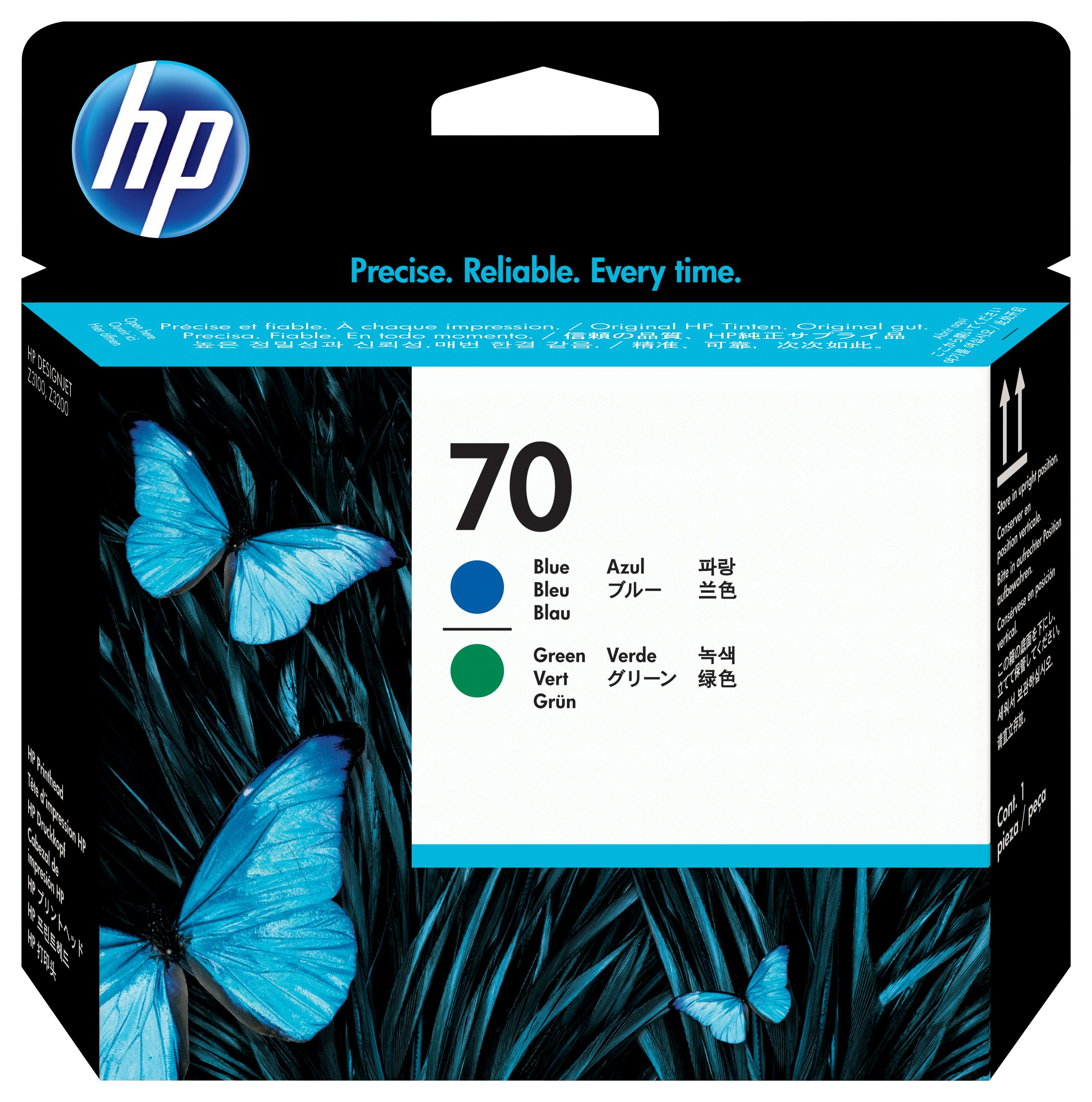 HP 70 original printhead blue and green