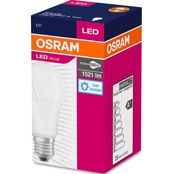 Bec Led Osram, E27, LED VALUE Classic A, 13W (100W) 220-240V, lumina rece (6500K), 1521 lumeni, durata de viata 15.000 ore, clasa energetica A+_2