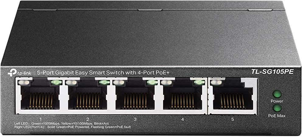 TP-LINK TL-SG105PE 5-Port Gigabit Easy Smart Switch with 4-Port PoE+ 65W PoE budget Desktop Steel Case_1