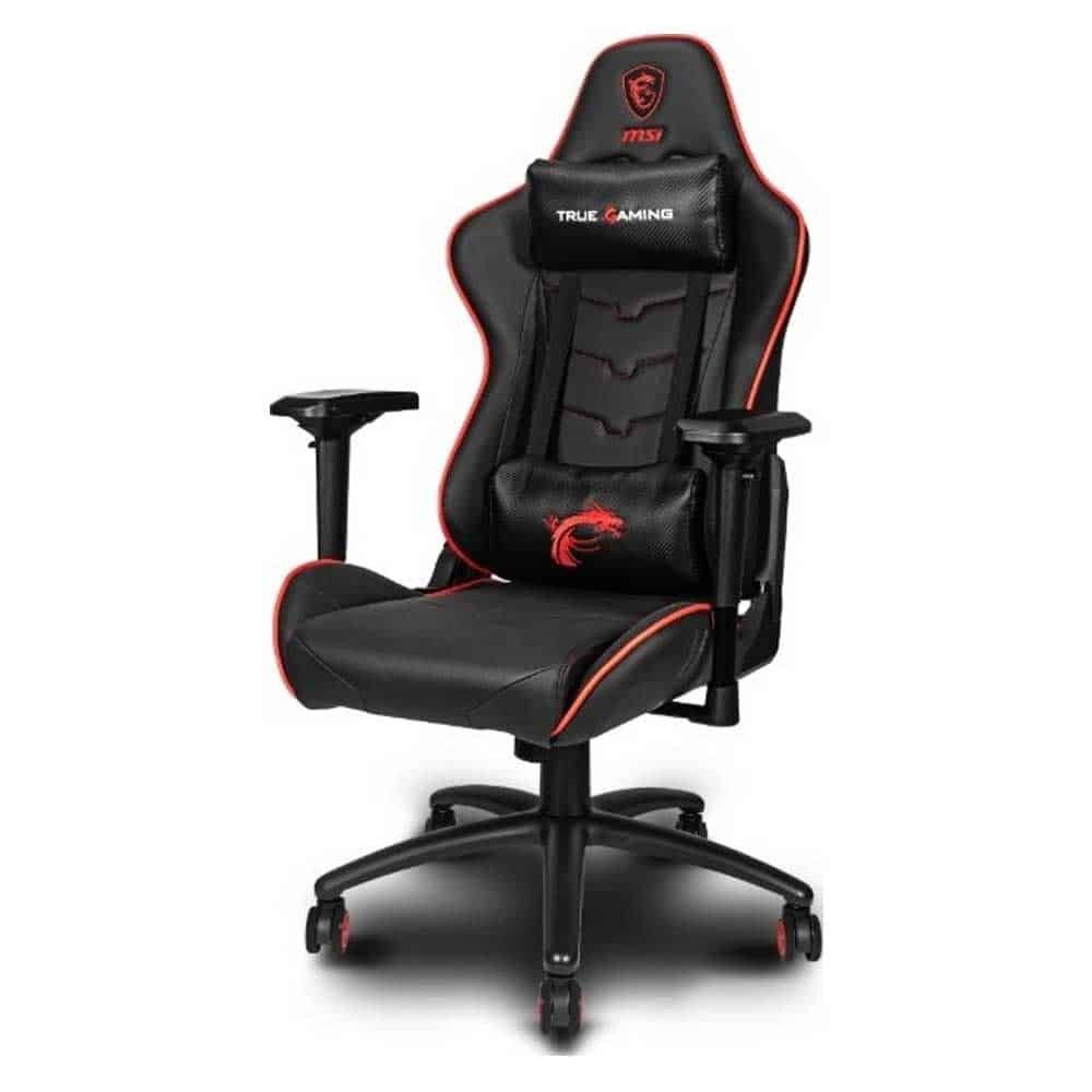 MSI MAG CH120 Gaming Chair 'Black and Red, Steel frame, Recline-able backrest, Adjustable 4D Armrests, breathable foam, 4D Armrests, Ergonomic headrest pillow, Lumbar support cushion'_2