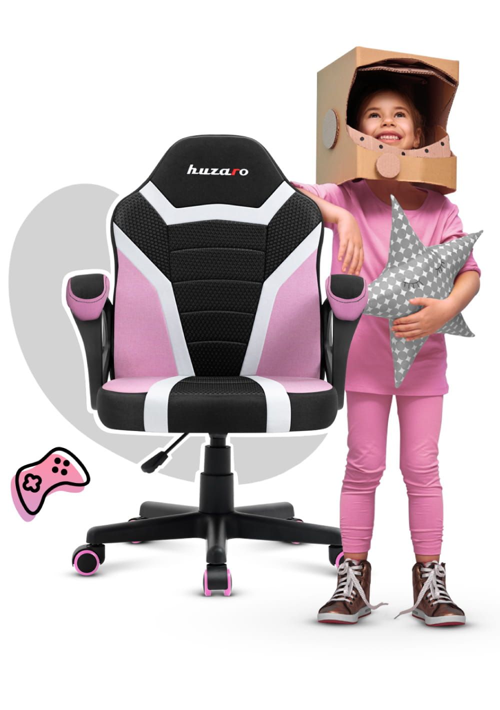 Gaming chair for children Huzaro Ranger 1.0 Pink Mesh_2