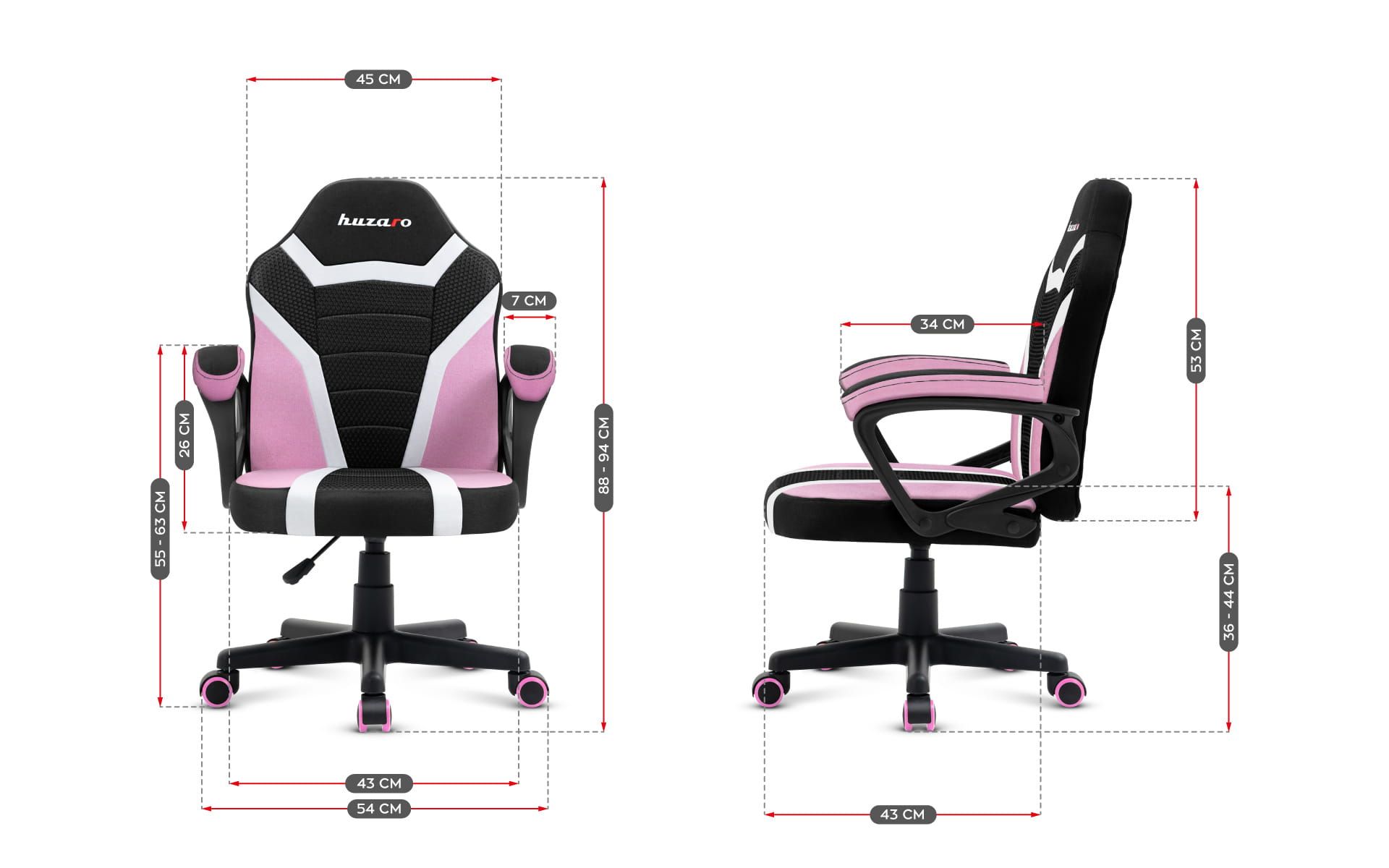 Gaming chair for children Huzaro Ranger 1.0 Pink Mesh_8
