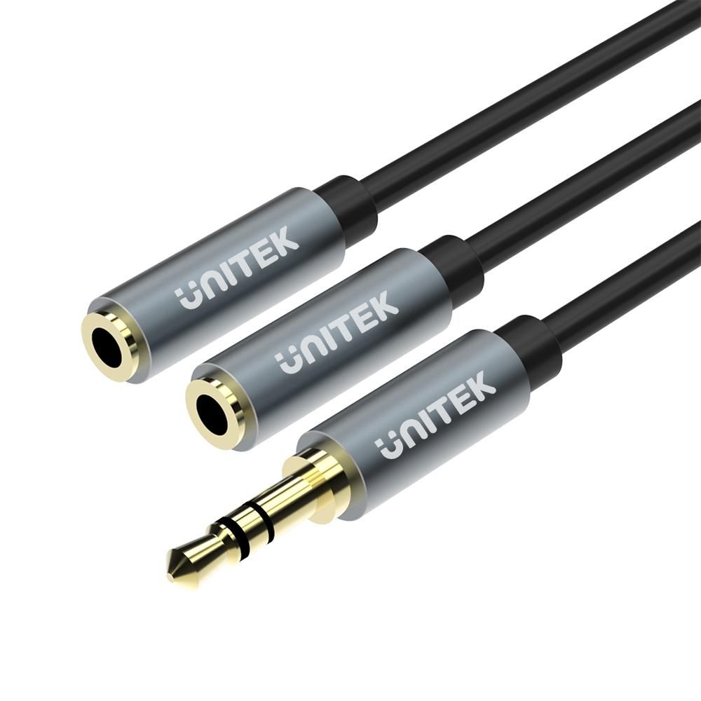 UNITEK Y-C956ABK audio cable 0.2 m 3.5mm 2 x 3.5mm Black,Grey