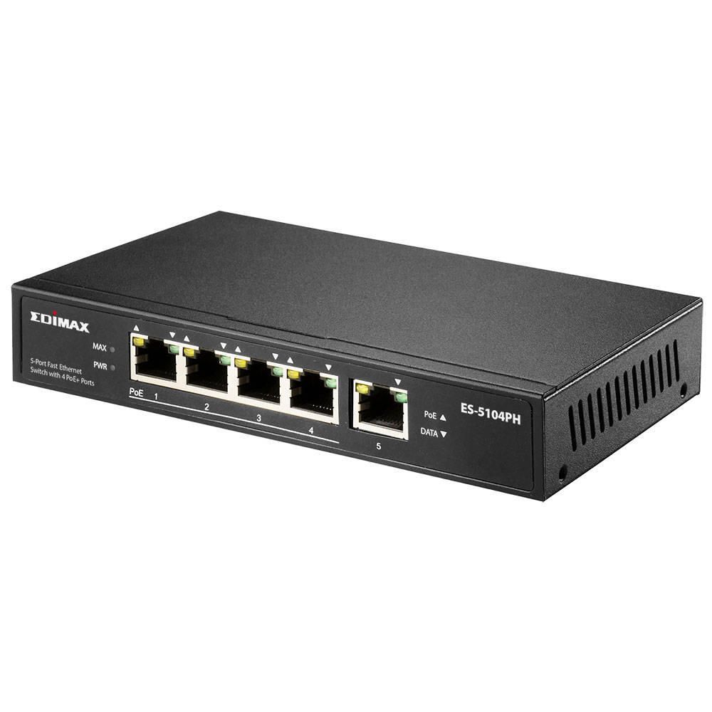 Edimax ES-5104PH network switch Unmanaged L2 Fast Ethernet (10/100) Power over Ethernet (PoE) Black_2