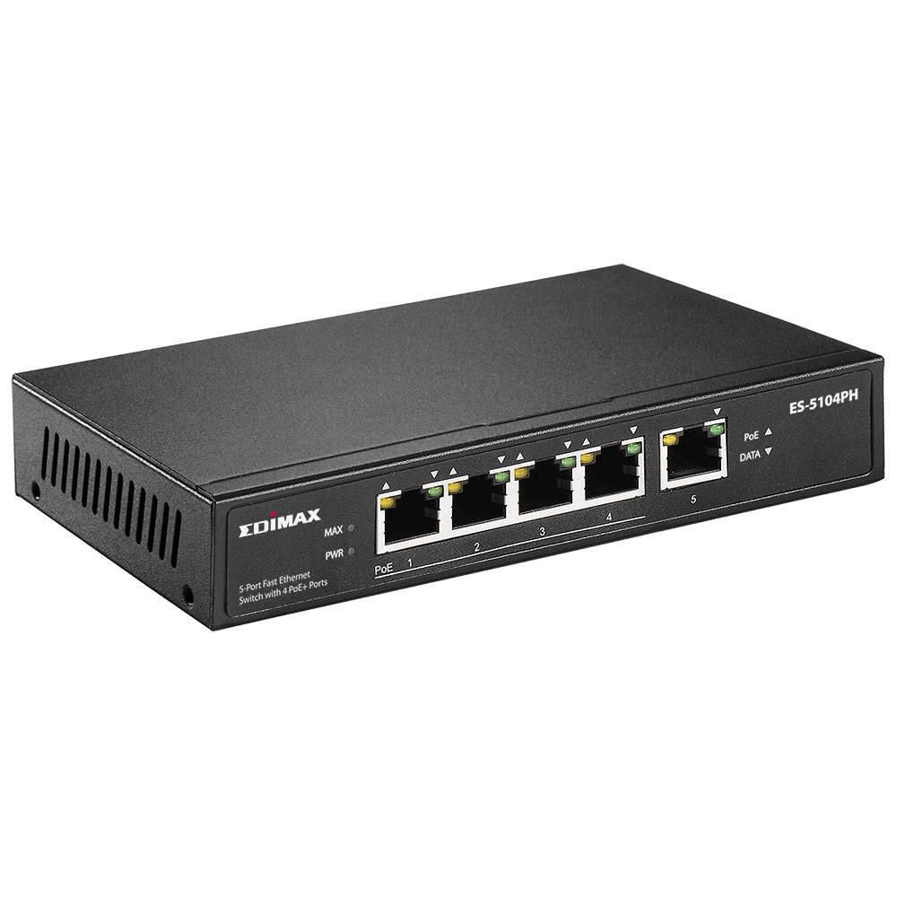 Edimax ES-5104PH network switch Unmanaged L2 Fast Ethernet (10/100) Power over Ethernet (PoE) Black_3