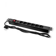 PDU Qoltec 53995, 19-inch, 1U, 6 prize French Schuko, max 16A, cu intrerupator
