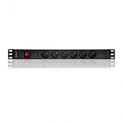 PDU Qoltec 53995, 19-inch, 1U, 6 prize French Schuko, max 16A, cu intrerupator