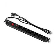 PDU Qoltec 53995, 19-inch, 1U, 6 prize French Schuko, max 16A, cu intrerupator