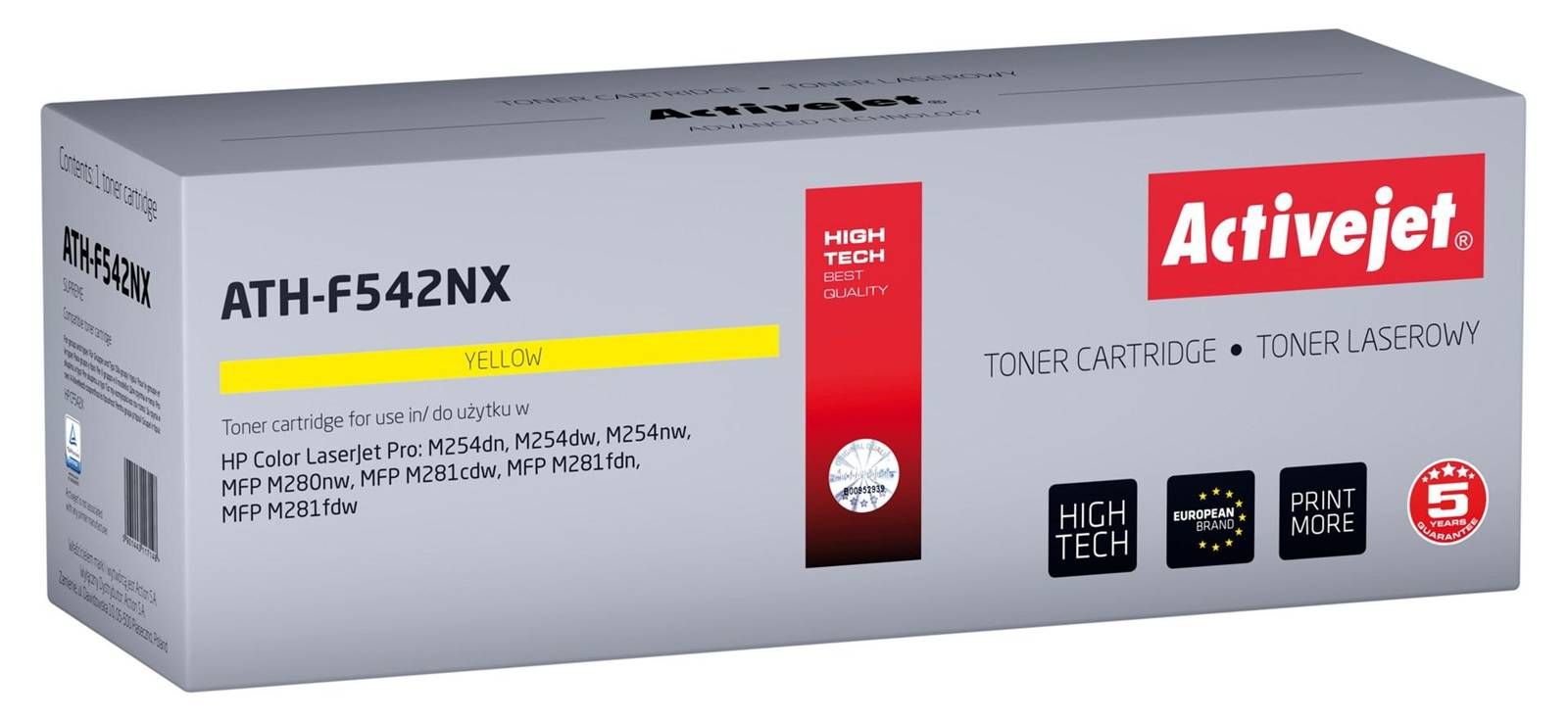 Activejet ATH-F542NX Toner cartridge for HP printers Replacement HP 540 CF542X Supreme 2500 pages yellow