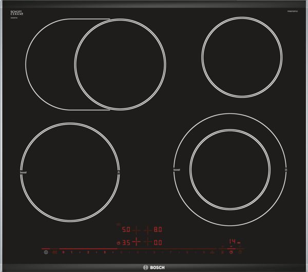 Bosch Serie 8 PKN675DP1D hob Black, Stainless steel Built-in Ceramic 4 zone(s)