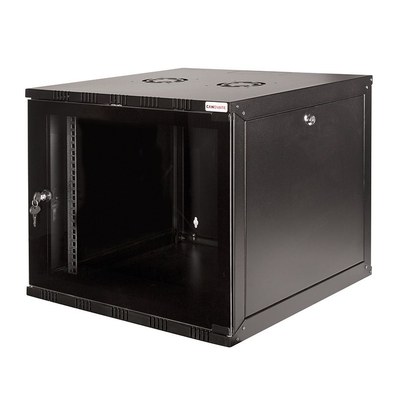CABINET 19  LOGILINK   9U, fixare pe perete, Flatpack (dezasamblat),  Black, 456 (h) x 540 (w) x 400 (d) mm, usa sticla cu blocare, otel 1.5mm, sarcina maxima 50Kg,  W09A40B 