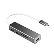 HUB extern LOGILINK, porturi USB: USB 3.0 x 3, conectare prin USB 3.2 Type C, cablu 0.1 m, alte porturi: SD, MicroSD, negru,  UA0305  (include TV 0.8lei)