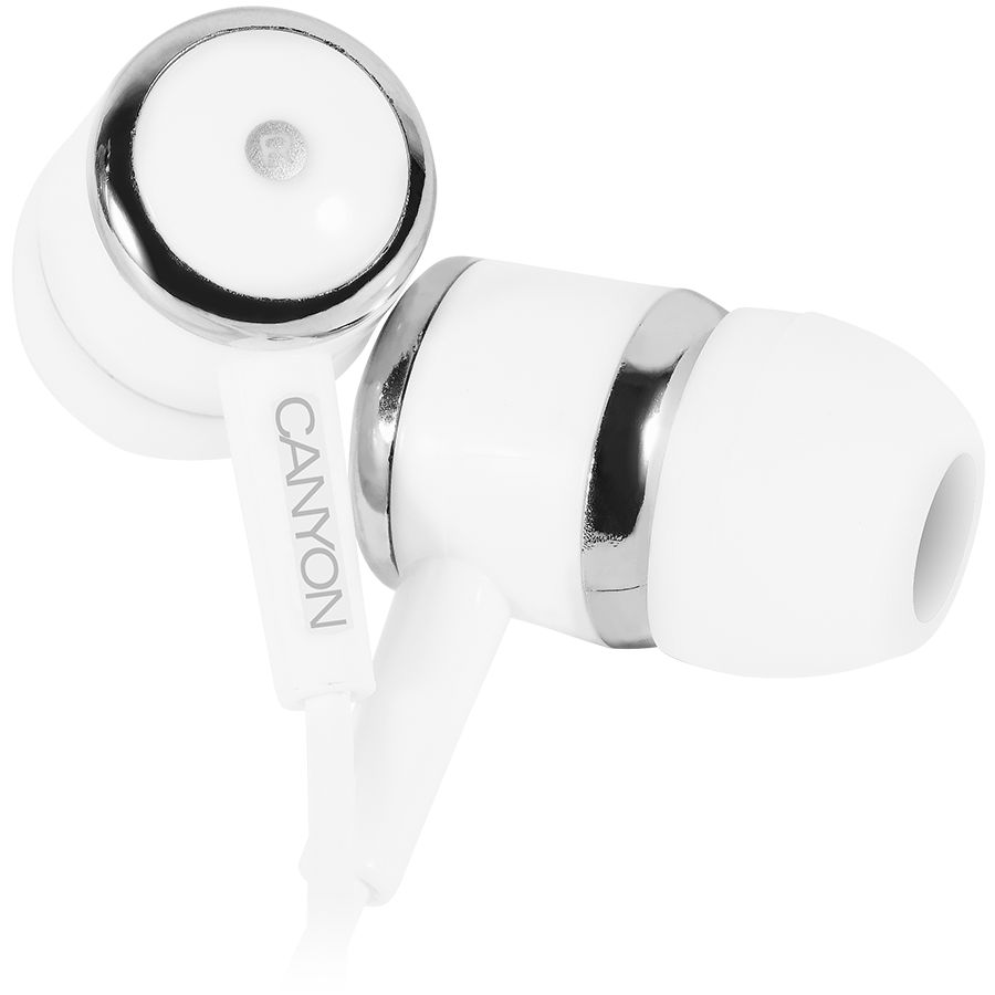 CANYON EPM- 01 Stereo earphones with microphone, White, cable length 1.2m, 23*9*10.5mm,0.013kg_1