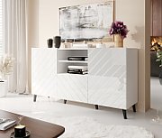 ABETO chest of drawers 150x42x82 white glossy