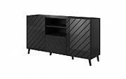 ABETO chest of drawers 150x42x82 gloss black/black