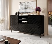 ABETO chest of drawers 150x42x82 gloss black/black