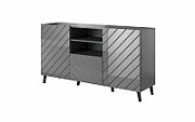 ABETO chest of drawers 150x42x82 graphite/gloss