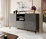 ABETO chest of drawers 150x42x82 graphite/gloss