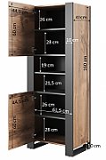 WOOD bookcase 65x40x170 oak wotan + anthracite