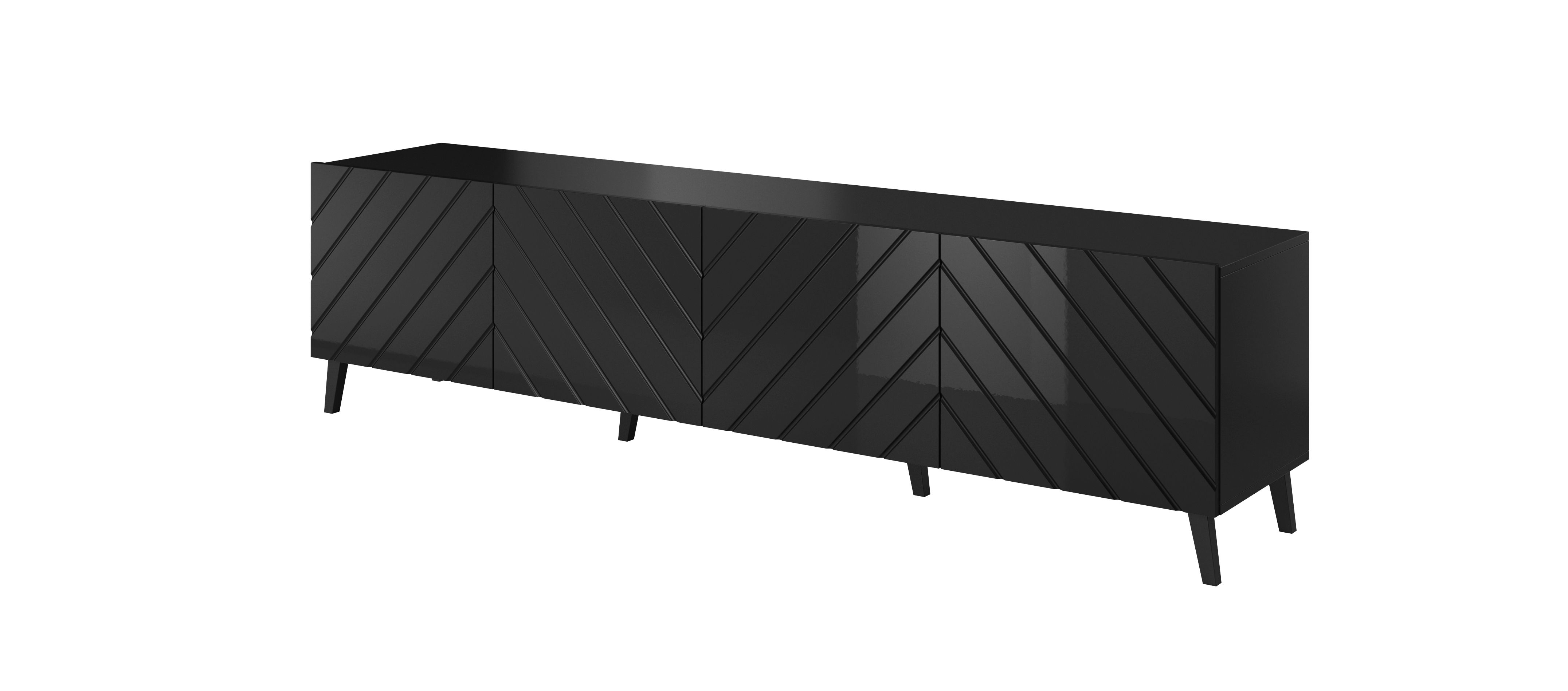RTV cabinet ABETO 200x42x52 black glossy