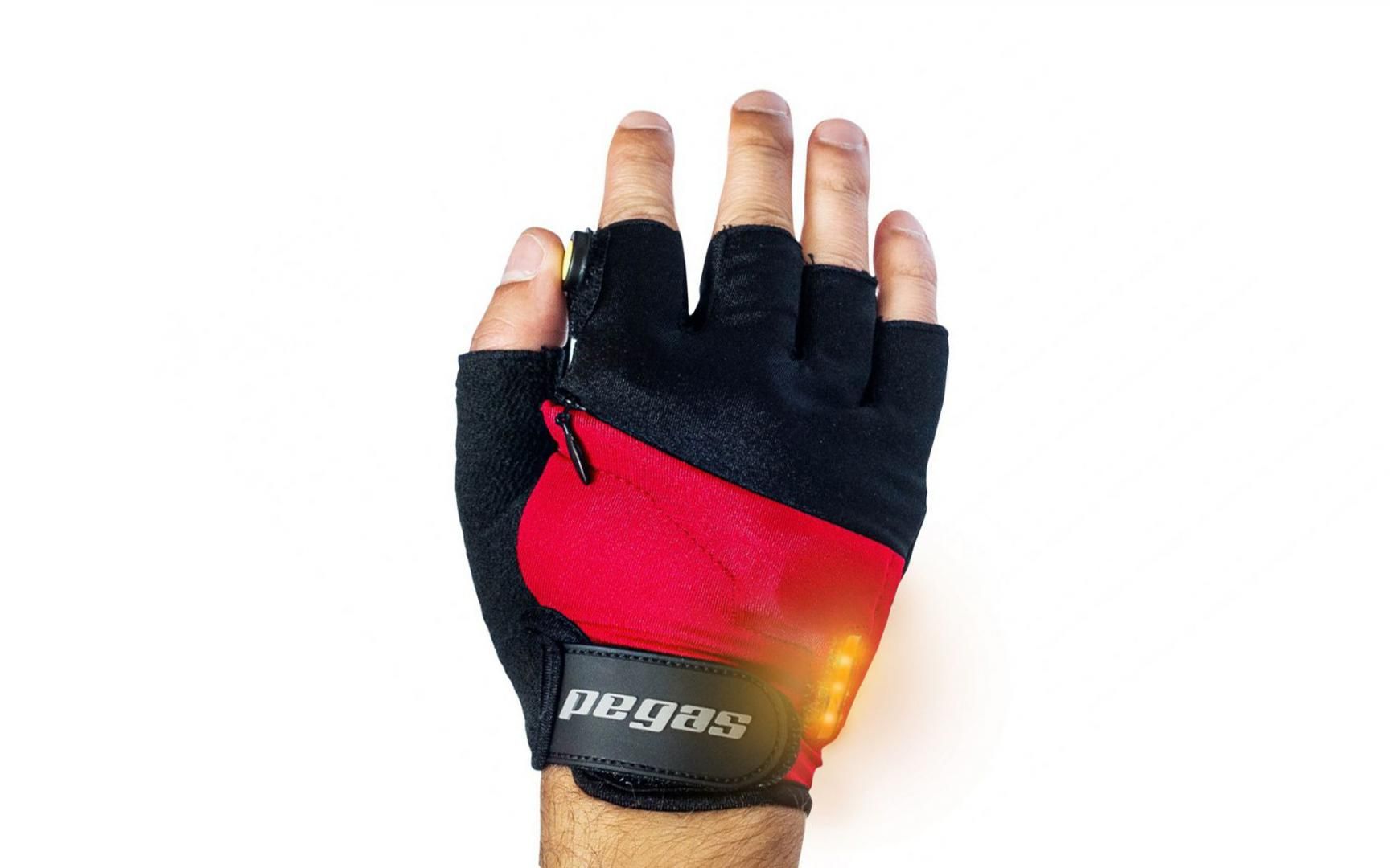 MANUSI PEGAS CU SEMNAL LED F21-ST2, 3XLED, BATERII 2XCR2032, AUTONOMIE 30 ORE, MASURA XXXL, ROSU