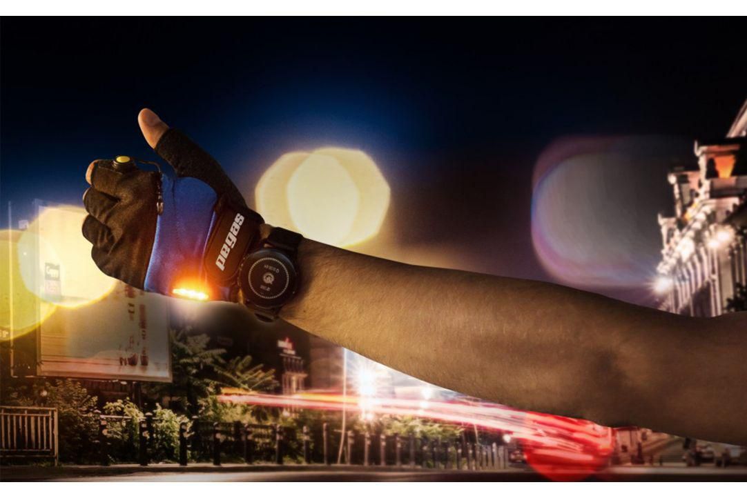 MANUSI PEGAS CU SEMNAL LED F21-ST2, 3XLED, BATERII 2XCR2032, AUTONOMIE 30 ORE, MASURA XXL, ALBASTRU