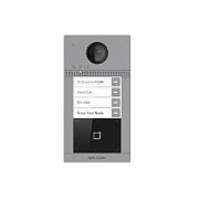 Videointerfon de exterior IP cu recunoastere faciala si amprenta digitala Hikvision DS-KD9203-FE6, recunoaste pana la 5000 imagini faciale, 5000 amprente digitale, 25000 carduri,10000 utilizatori, deschidere faciala (suporta anti-spoofing), amprenta si card, distanta recunoastere faciala 2metri