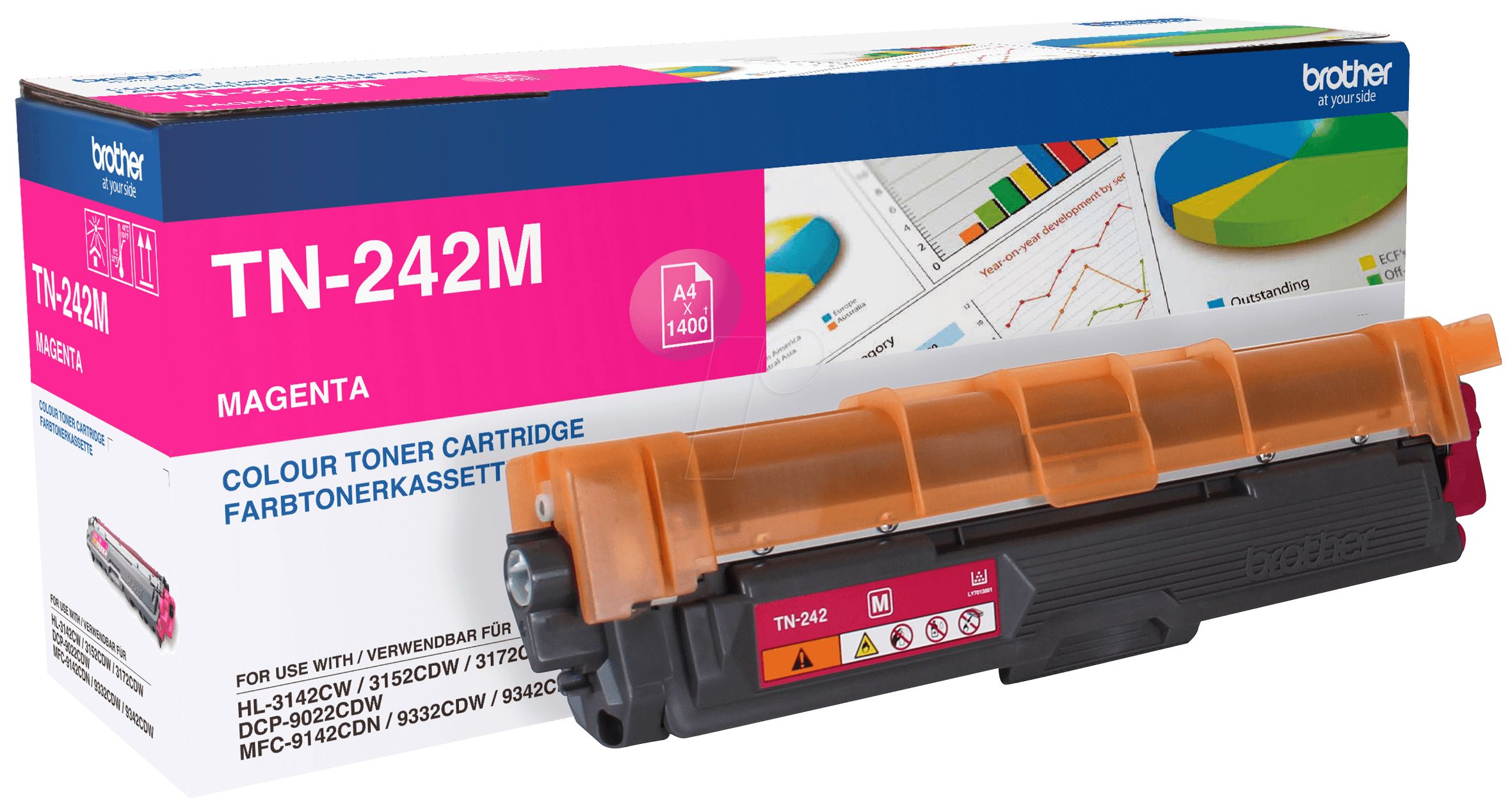 Cartus toner Brother TN242M ,Magenta ,1400 pagini ,Original (TN242M) 