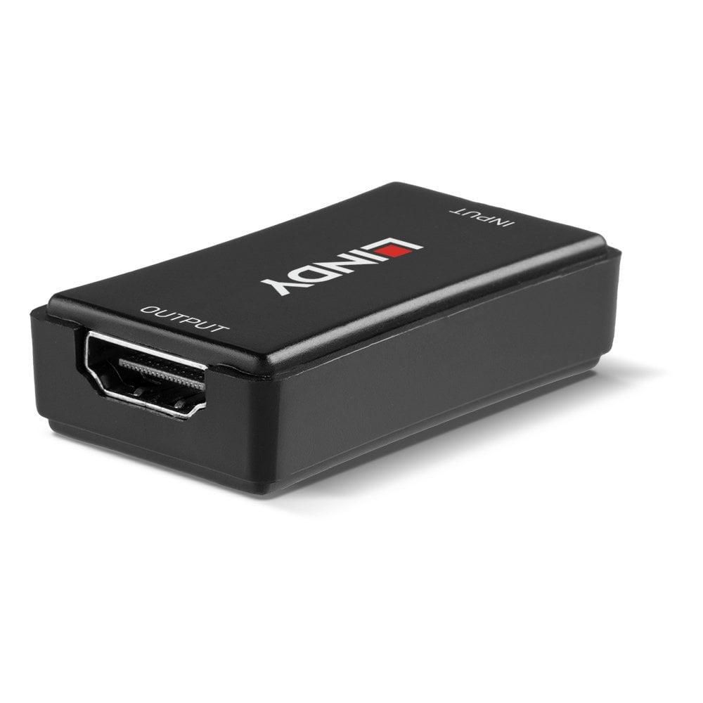 Lindy 40m HDMI 18G Repeater  Description  Extends HDMI 2.0 18G signals over 50m Supports resolutions up to 3840x2160p@60Hz 4:4:4 High Dynamic Range support for enhanced contrasts and 10-bit colour performance Minimalistic, compact design  Technical details  Specifications  AV Interface: HDMI_1