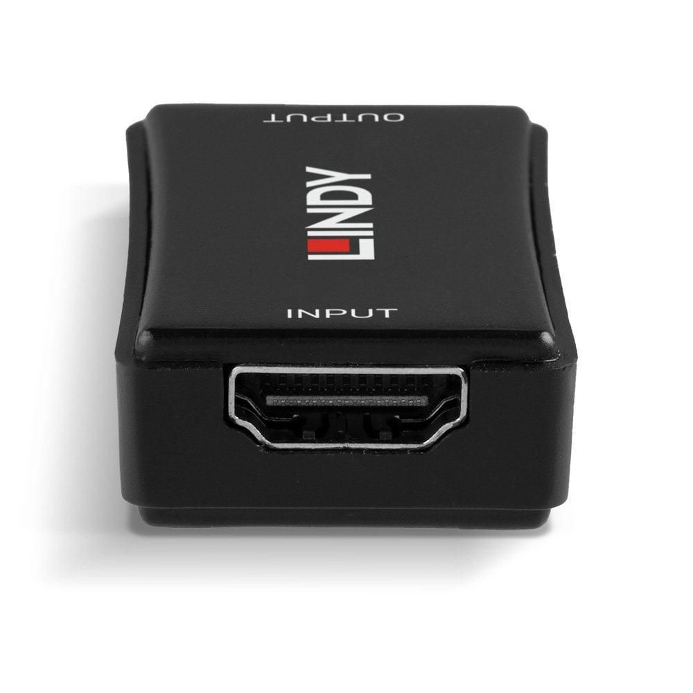 Lindy 40m HDMI 18G Repeater  Description  Extends HDMI 2.0 18G signals over 50m Supports resolutions up to 3840x2160p@60Hz 4:4:4 High Dynamic Range support for enhanced contrasts and 10-bit colour performance Minimalistic, compact design  Technical details  Specifications  AV Interface: HDMI_3