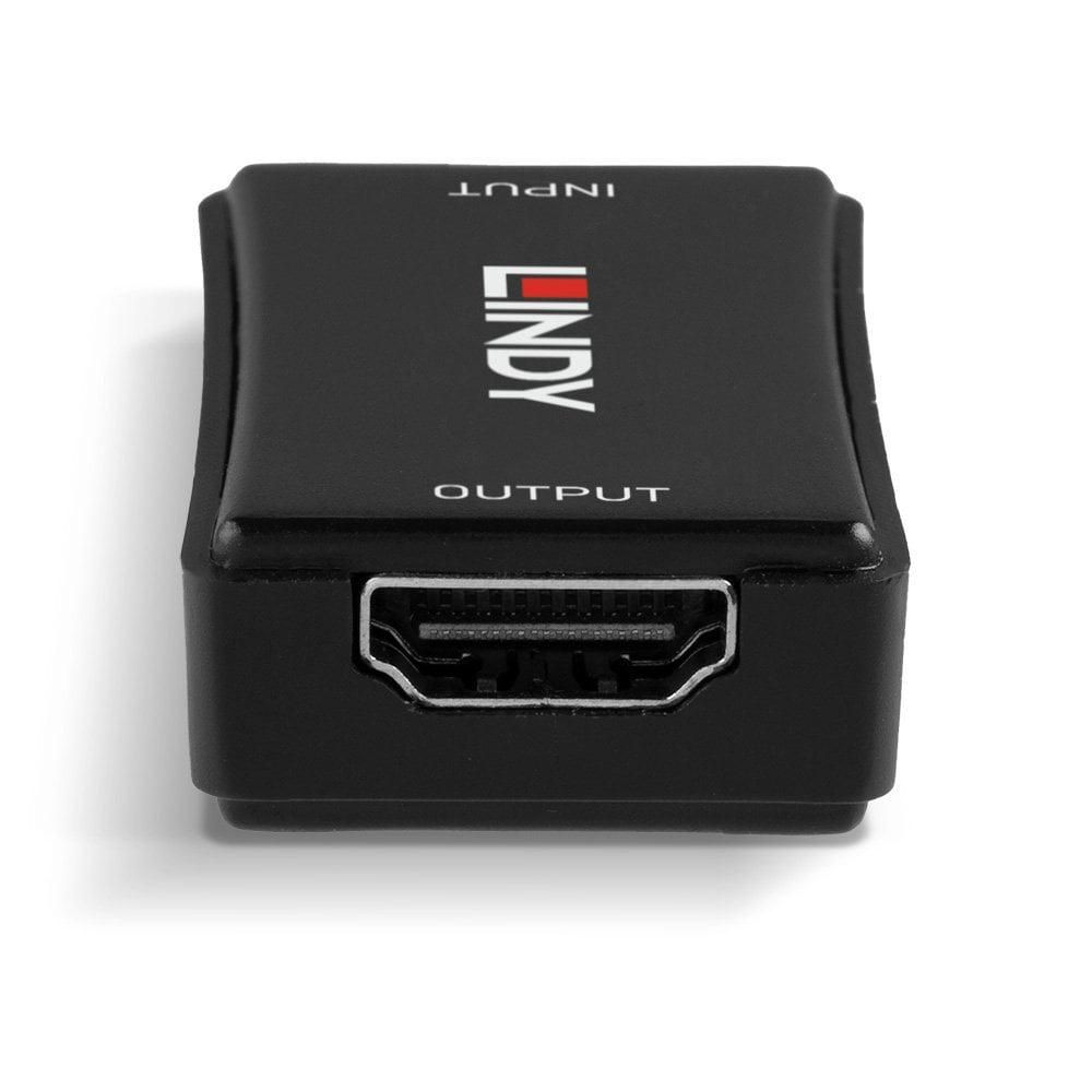 Lindy 40m HDMI 18G Repeater  Description  Extends HDMI 2.0 18G signals over 50m Supports resolutions up to 3840x2160p@60Hz 4:4:4 High Dynamic Range support for enhanced contrasts and 10-bit colour performance Minimalistic, compact design  Technical details  Specifications  AV Interface: HDMI_4