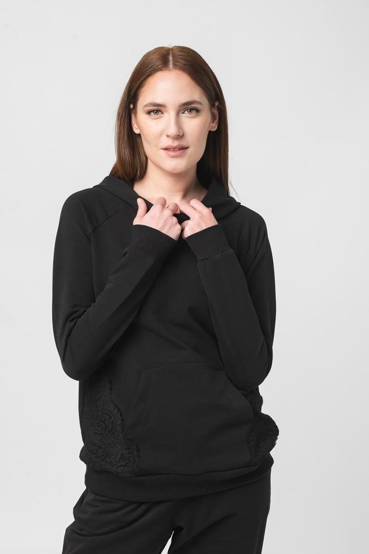 HANORAC COTON DANTELA FEMEI BLACK-XL