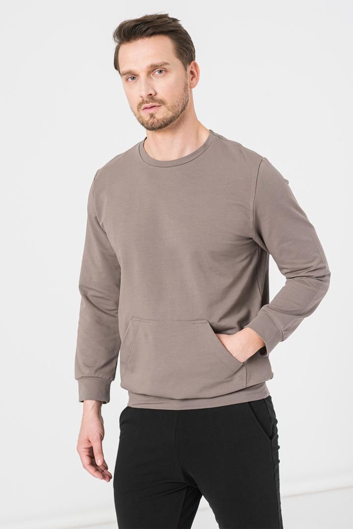 BLUZA COTON CASUAL BARBATI TAUPE-XXL